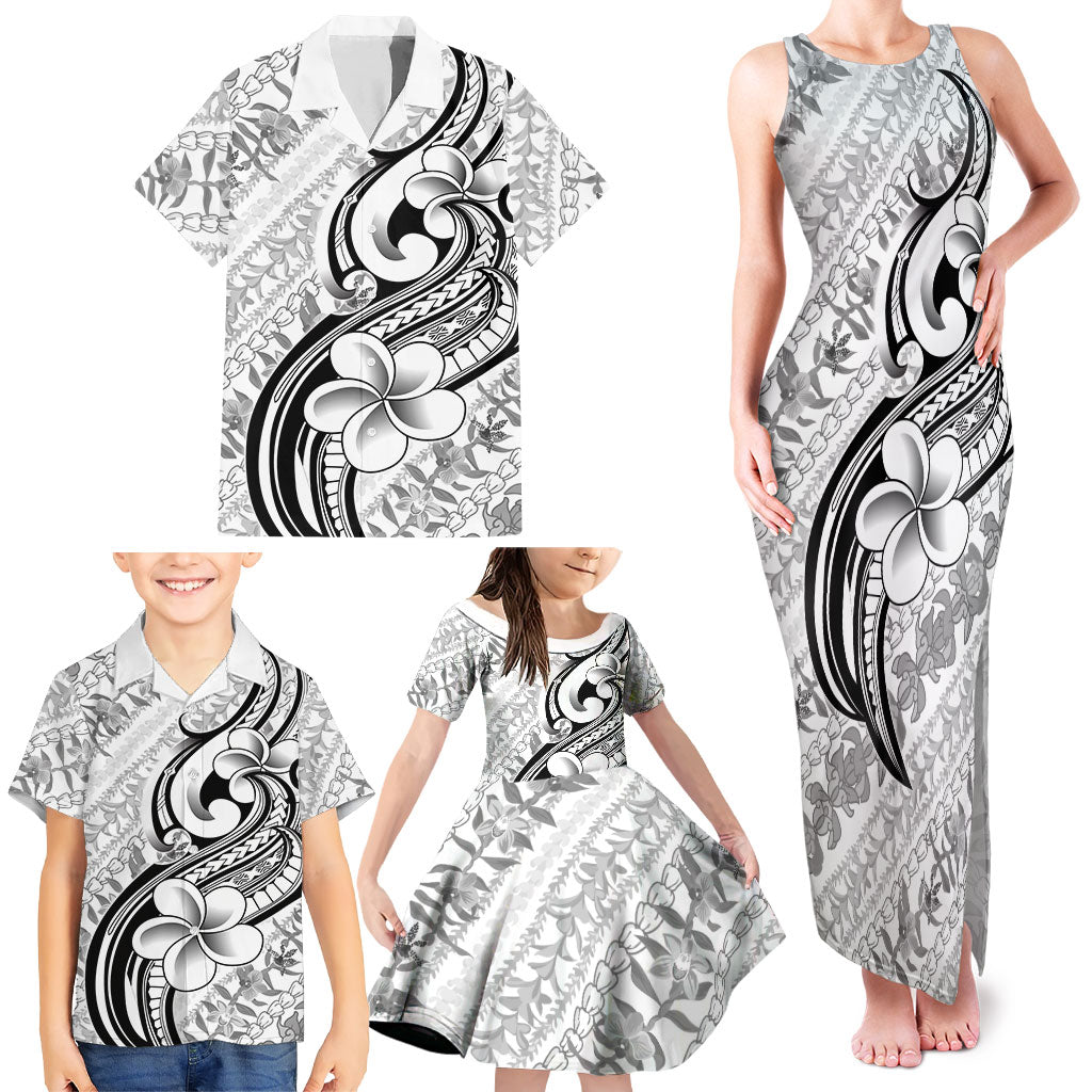 Hawaii Plumeria Lokelani Pikake Lei Family Matching Tank Maxi Dress and Hawaiian Shirt Ele'ele Polynesian Tattoo LT9 - Polynesian Pride
