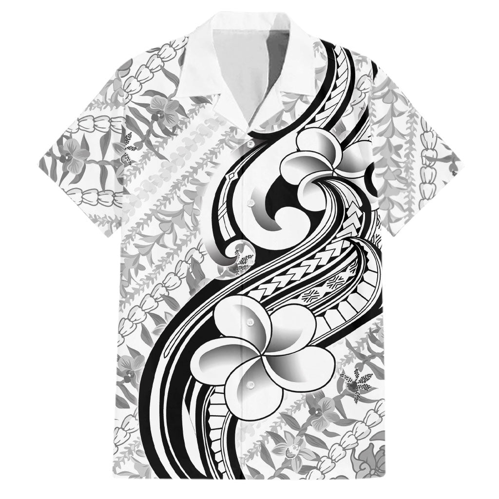Hawaii Plumeria Lokelani Pikake Lei Family Matching Tank Maxi Dress and Hawaiian Shirt Ele'ele Polynesian Tattoo LT9 Dad's Shirt - Short Sleeve Black - Polynesian Pride