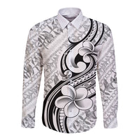 Hawaii Plumeria Lokelani Pikake Lei Long Sleeve Button Shirt Ele'ele Polynesian Tattoo