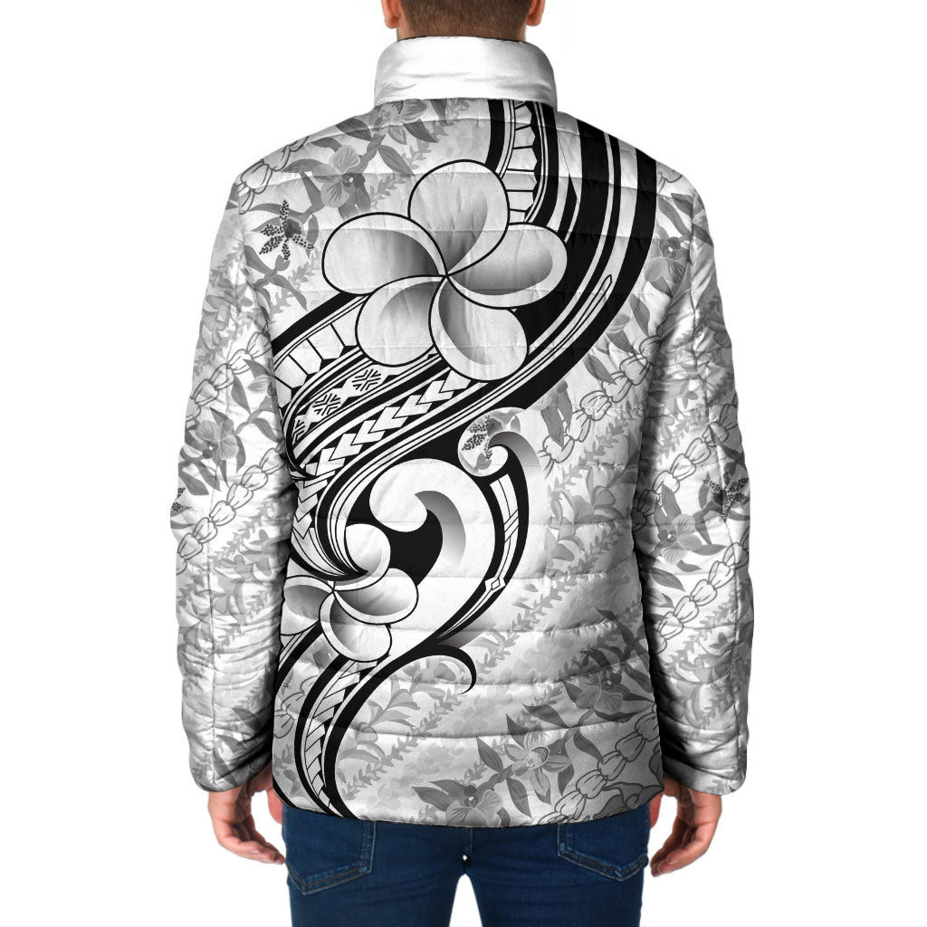 Hawaii Plumeria Lokelani Pikake Lei Padded Jacket Ele'ele Polynesian Tattoo LT9 - Polynesian Pride