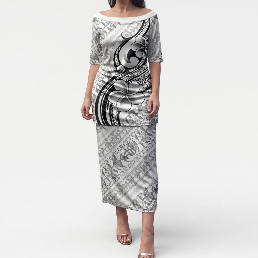 Hawaii Plumeria Lokelani Pikake Lei Puletasi Ele'ele Polynesian Tattoo LT9 Long Dress Black - Polynesian Pride