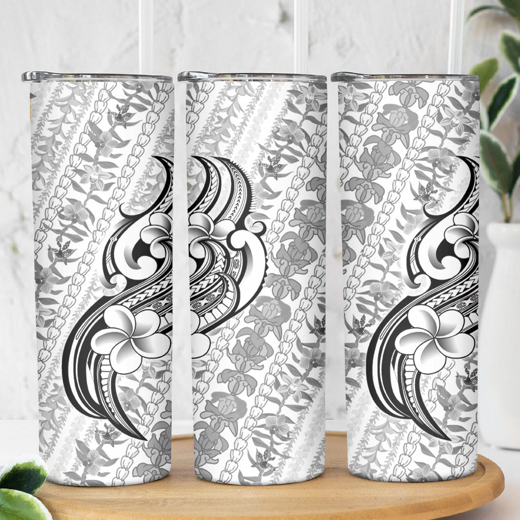 Hawaii Plumeria Lokelani Pikake Lei Skinny Tumbler Ele'ele Polynesian Tattoo LT9 - Polynesian Pride