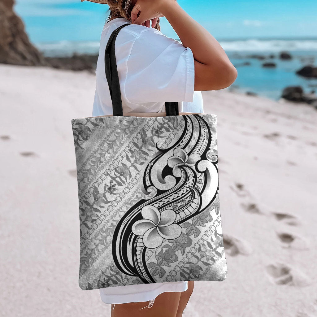 Hawaii Plumeria Lokelani Pikake Lei Tote Bag Ele'ele Polynesian Tattoo