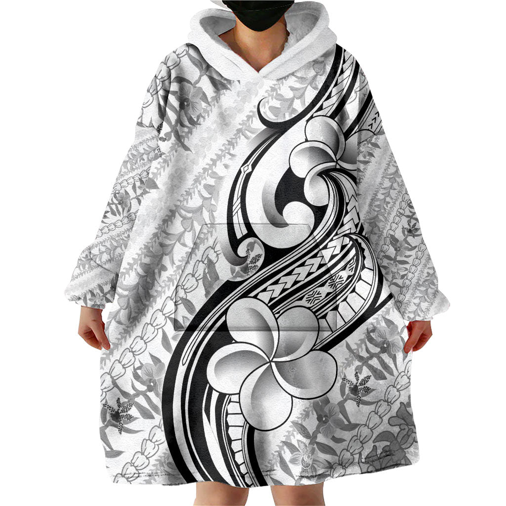 Hawaii Plumeria Lokelani Pikake Lei Wearable Blanket Hoodie Ele'ele Polynesian Tattoo