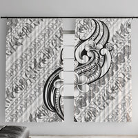 Hawaii Plumeria Lokelani Pikake Lei Window Curtain Ele'ele Polynesian Tattoo LT9 With Hooks Black - Polynesian Pride