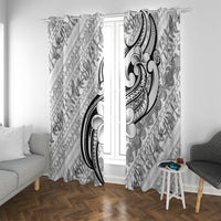 Hawaii Plumeria Lokelani Pikake Lei Window Curtain Ele'ele Polynesian Tattoo LT9 With Grommets Black - Polynesian Pride