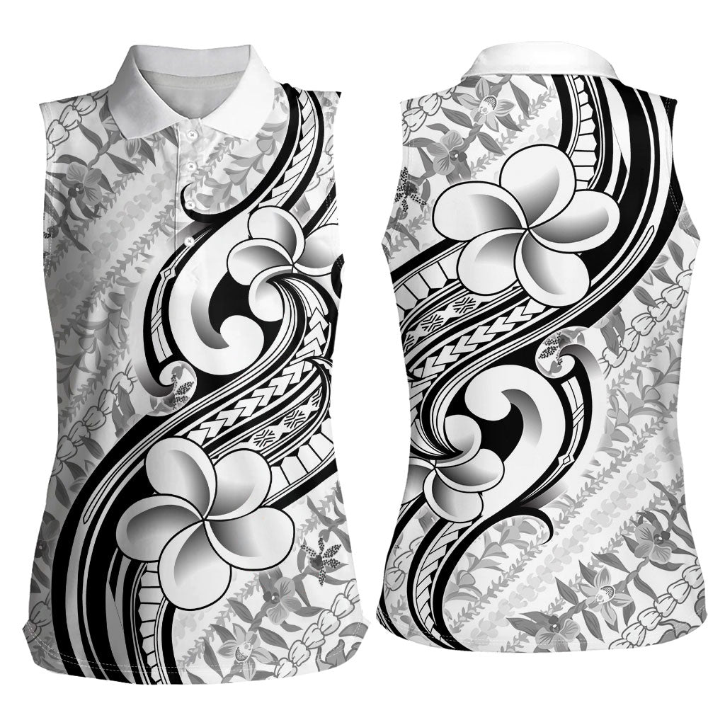 Hawaii Plumeria Lokelani Pikake Lei Women Sleeveless Polo Shirt Ele'ele Polynesian Tattoo LT9 - Polynesian Pride