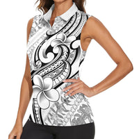 Hawaii Plumeria Lokelani Pikake Lei Women Sleeveless Polo Shirt Ele'ele Polynesian Tattoo LT9 - Polynesian Pride