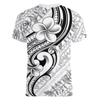 Hawaii Plumeria Lokelani Pikake Lei Women V-Neck T-Shirt Ele'ele Polynesian Tattoo LT9 - Polynesian Pride