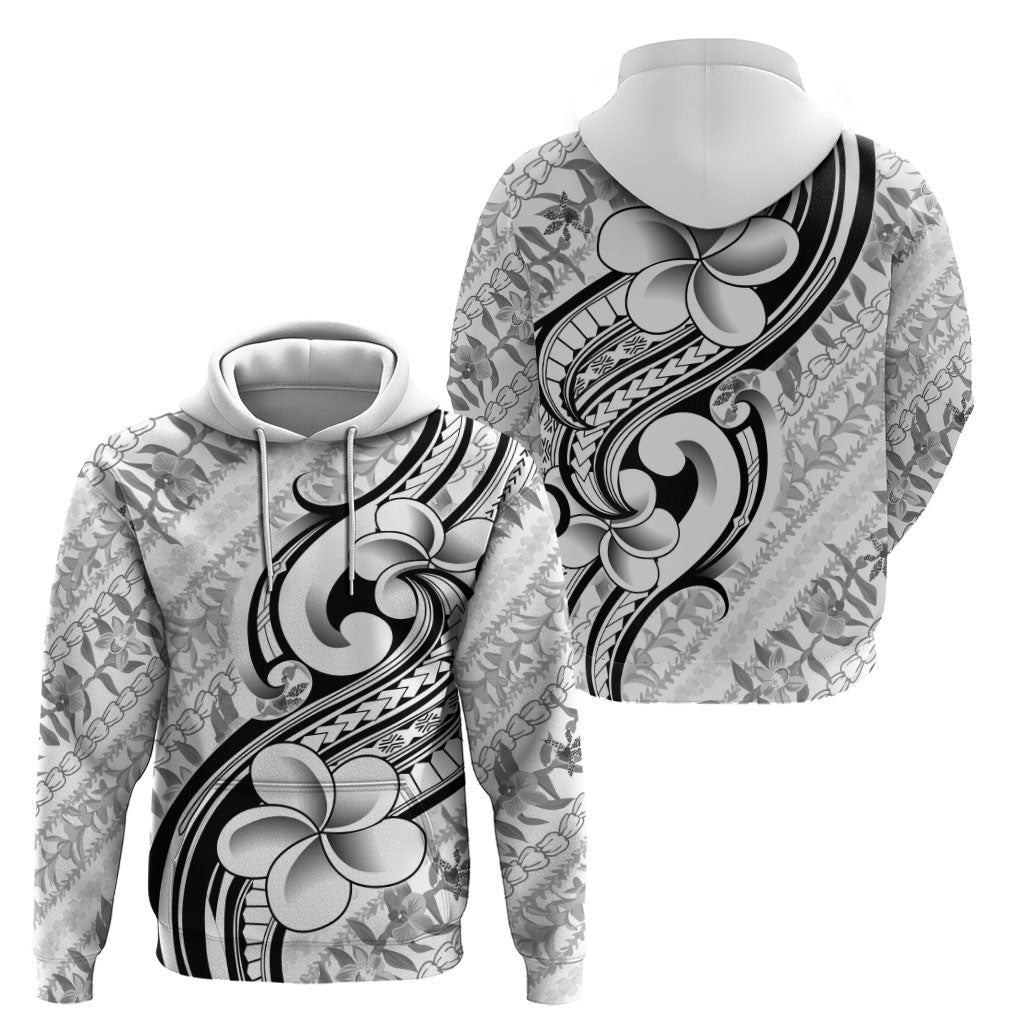 Hawaii Plumeria Lokelani Pikake Lei Zip Hoodie Ele'ele Polynesian Tattoo