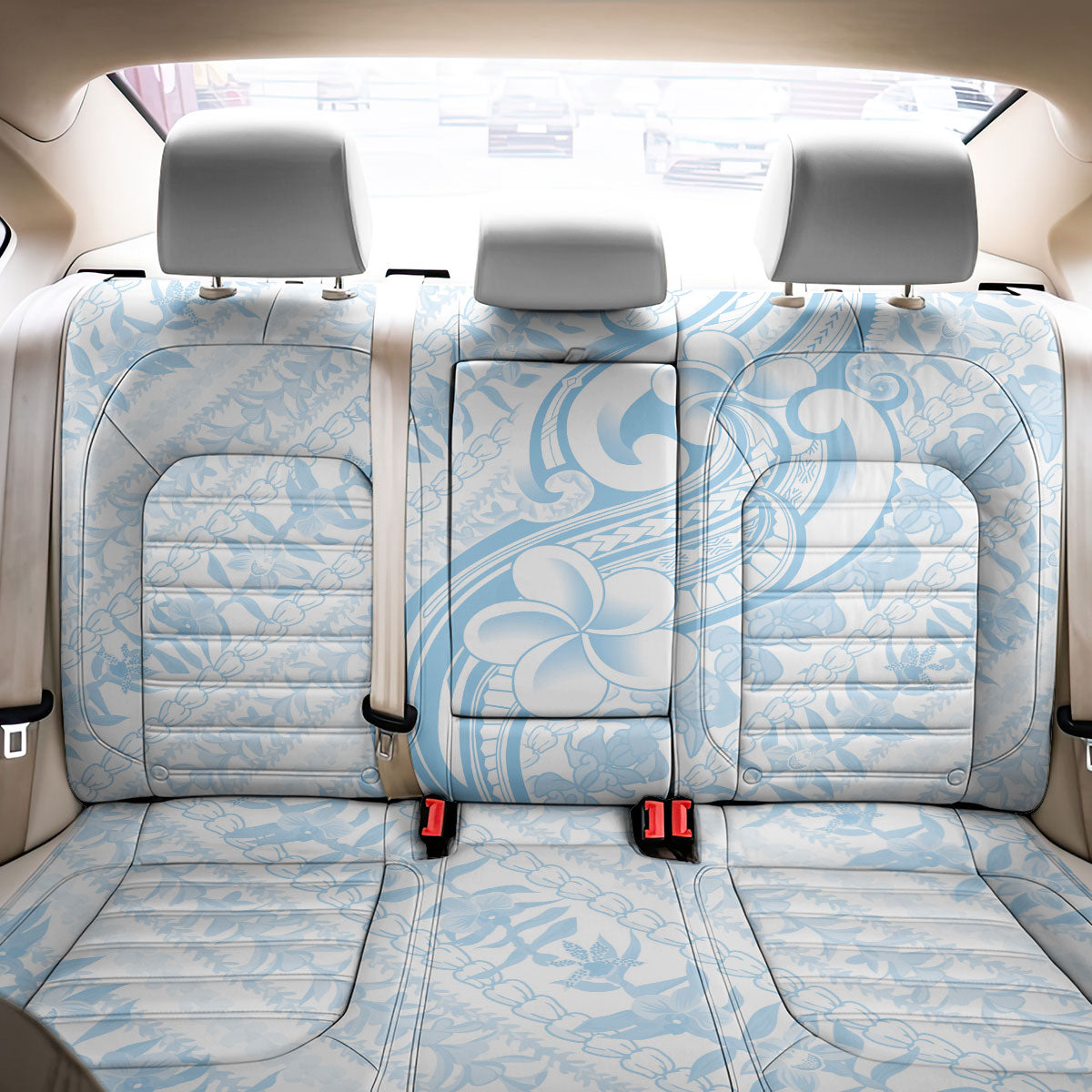Hawaii Plumeria Lokelani Pikake Lei Back Car Seat Cover Uliuli Polynesian Tattoo LT9 - Polynesian Pride