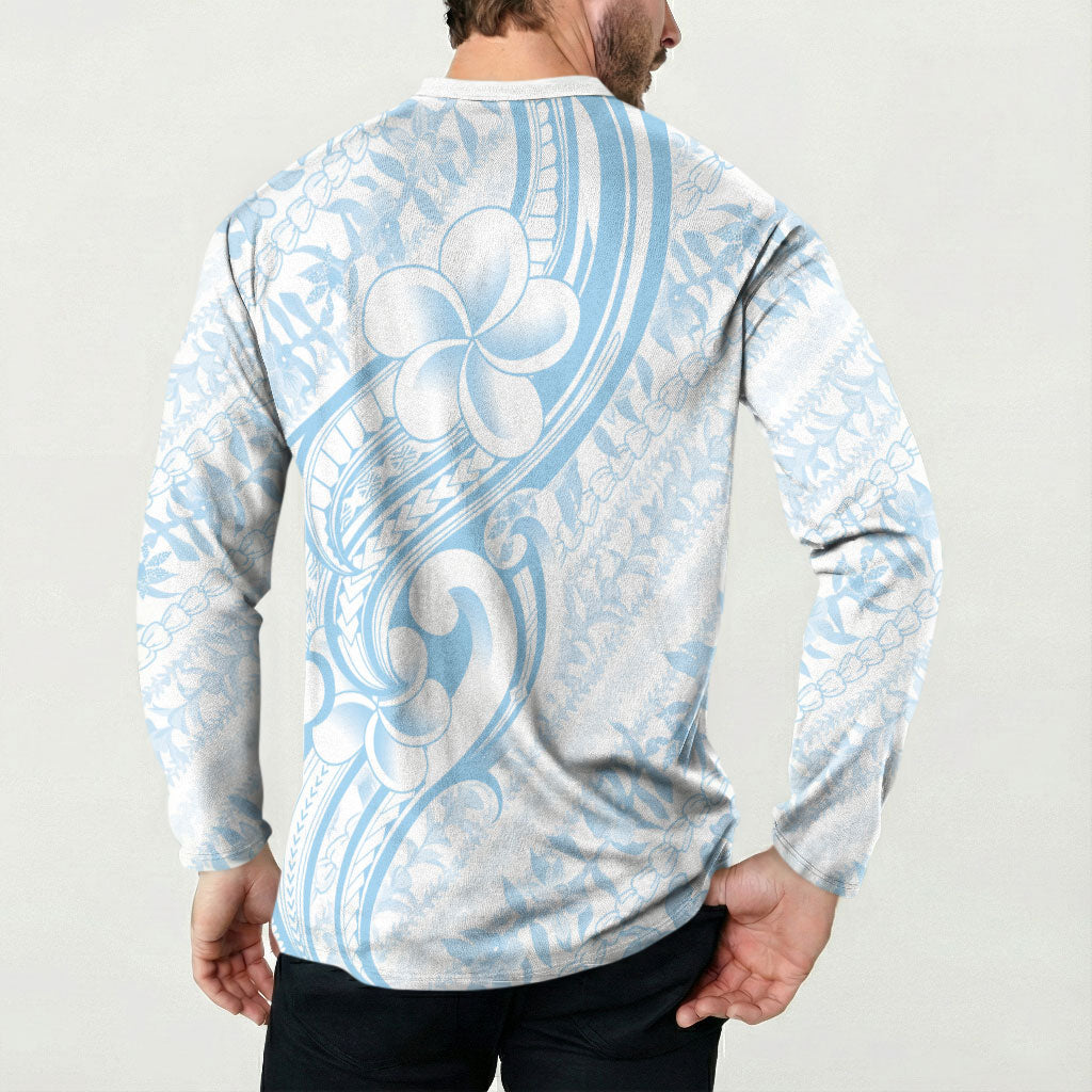 Hawaii Plumeria Lokelani Pikake Lei Button Sweatshirt Uliuli Polynesian Tattoo LT9 - Polynesian Pride