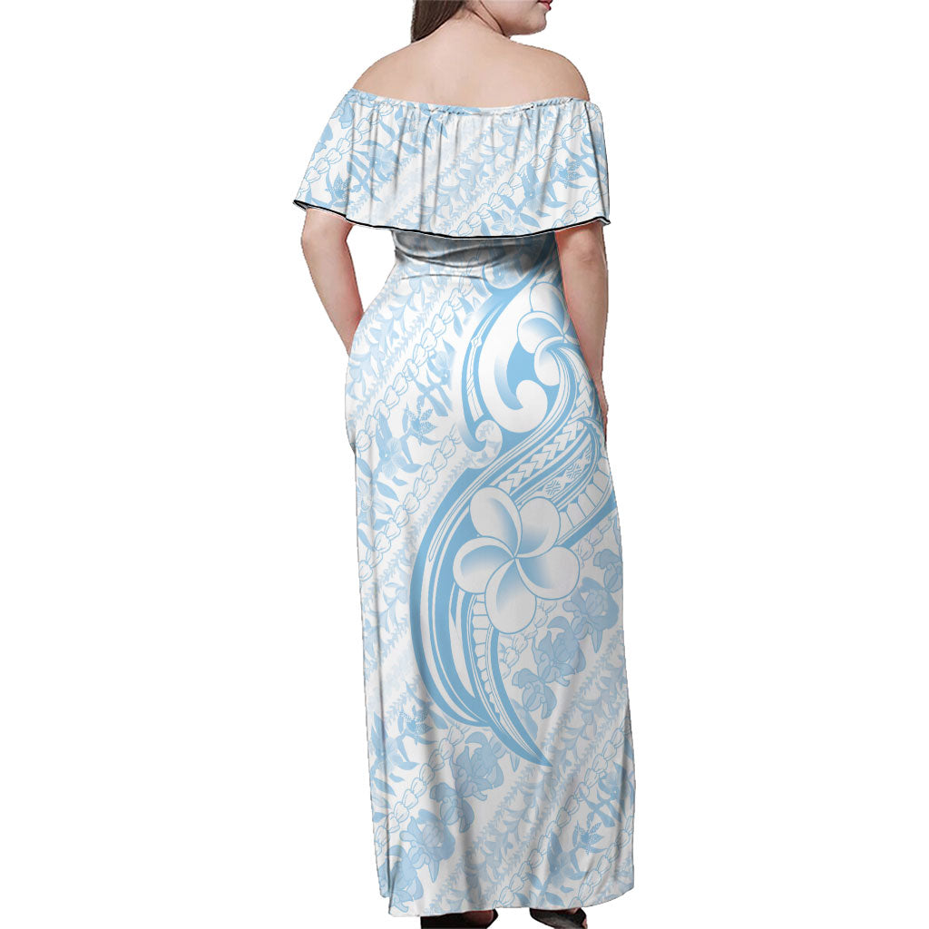 Hawaii Plumeria Lokelani Pikake Lei Family Matching Off Shoulder Maxi Dress and Hawaiian Shirt Uliuli Polynesian Tattoo LT9 - Polynesian Pride