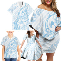 Hawaii Plumeria Lokelani Pikake Lei Family Matching Off Shoulder Short Dress and Hawaiian Shirt Uliuli Polynesian Tattoo LT9 - Polynesian Pride