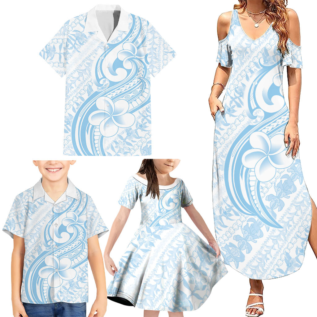 Hawaii Plumeria Lokelani Pikake Lei Family Matching Summer Maxi Dress and Hawaiian Shirt Uliuli Polynesian Tattoo LT9 - Polynesian Pride