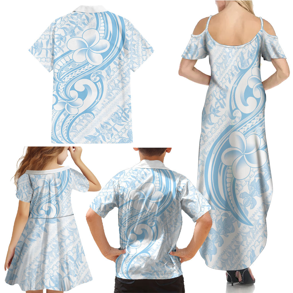 Hawaii Plumeria Lokelani Pikake Lei Family Matching Summer Maxi Dress and Hawaiian Shirt Uliuli Polynesian Tattoo LT9 - Polynesian Pride