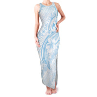 Hawaii Plumeria Lokelani Pikake Lei Family Matching Tank Maxi Dress and Hawaiian Shirt Uliuli Polynesian Tattoo LT9 Mom's Dress Blue - Polynesian Pride