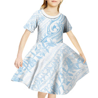 Hawaii Plumeria Lokelani Pikake Lei Kid Short Sleeve Dress Uliuli Polynesian Tattoo