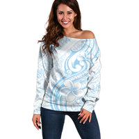 Hawaii Plumeria Lokelani Pikake Lei Off Shoulder Sweater Uliuli Polynesian Tattoo