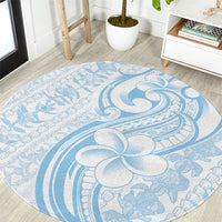 Hawaii Plumeria Lokelani Pikake Lei Round Carpet Uliuli Polynesian Tattoo LT9 Blue - Polynesian Pride