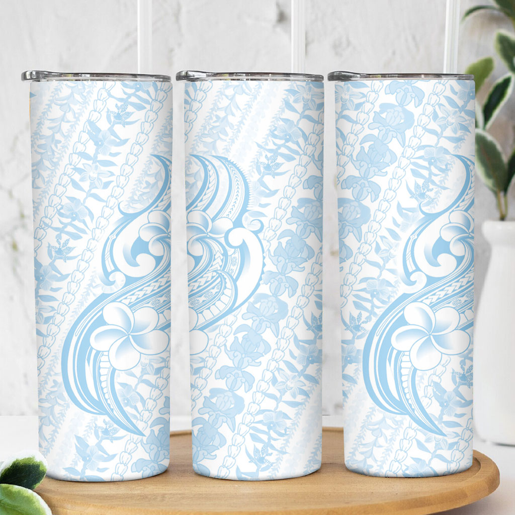 Hawaii Plumeria Lokelani Pikake Lei Skinny Tumbler Uliuli Polynesian Tattoo LT9 - Polynesian Pride