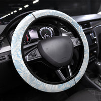 Hawaii Plumeria Lokelani Pikake Lei Steering Wheel Cover Uliuli Polynesian Tattoo LT9 Universal Fit Blue - Polynesian Pride