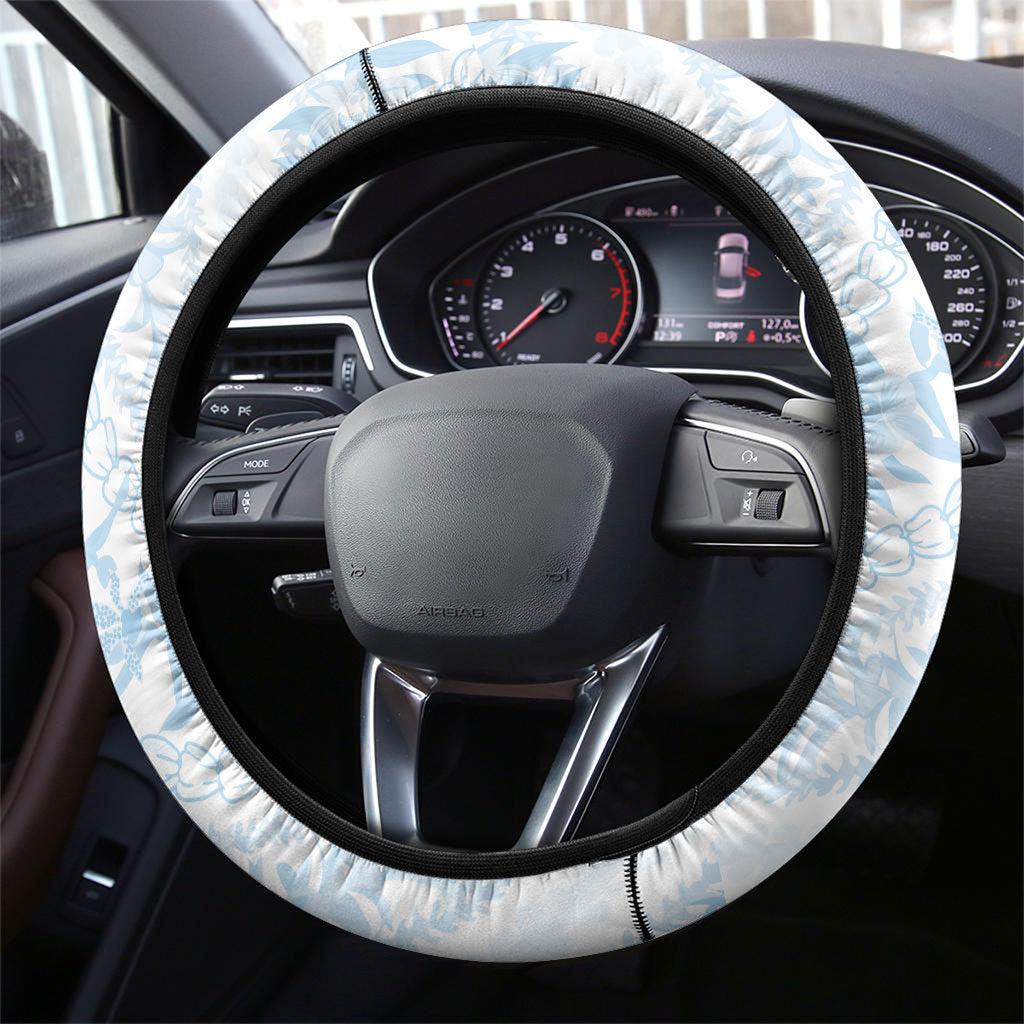 Hawaii Plumeria Lokelani Pikake Lei Steering Wheel Cover Uliuli Polynesian Tattoo LT9 - Polynesian Pride