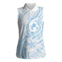 Hawaii Plumeria Lokelani Pikake Lei Women Sleeveless Polo Shirt Uliuli Polynesian Tattoo LT9 Female Blue - Polynesian Pride