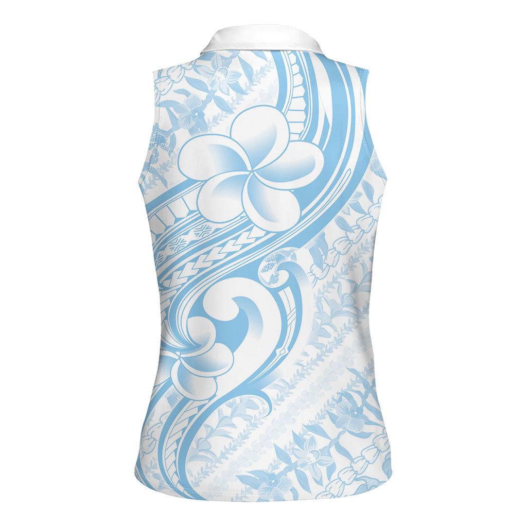 Hawaii Plumeria Lokelani Pikake Lei Women Sleeveless Polo Shirt Uliuli Polynesian Tattoo LT9 - Polynesian Pride