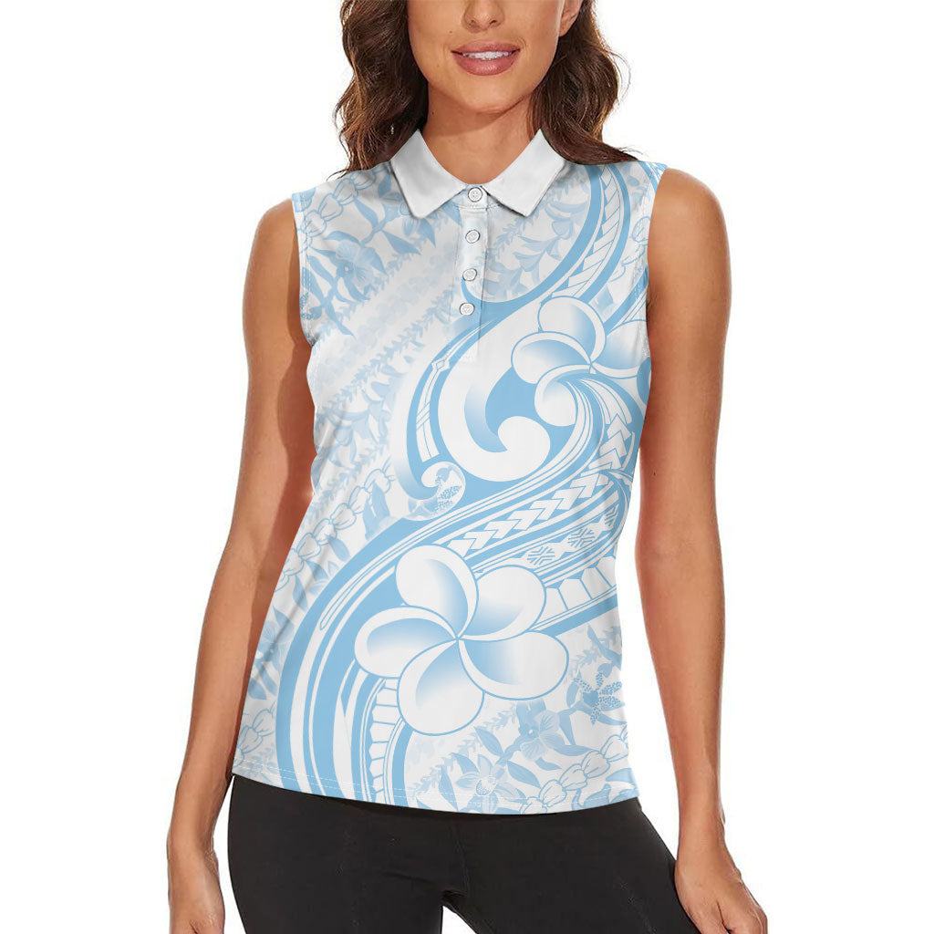 Hawaii Plumeria Lokelani Pikake Lei Women Sleeveless Polo Shirt Uliuli Polynesian Tattoo LT9 - Polynesian Pride