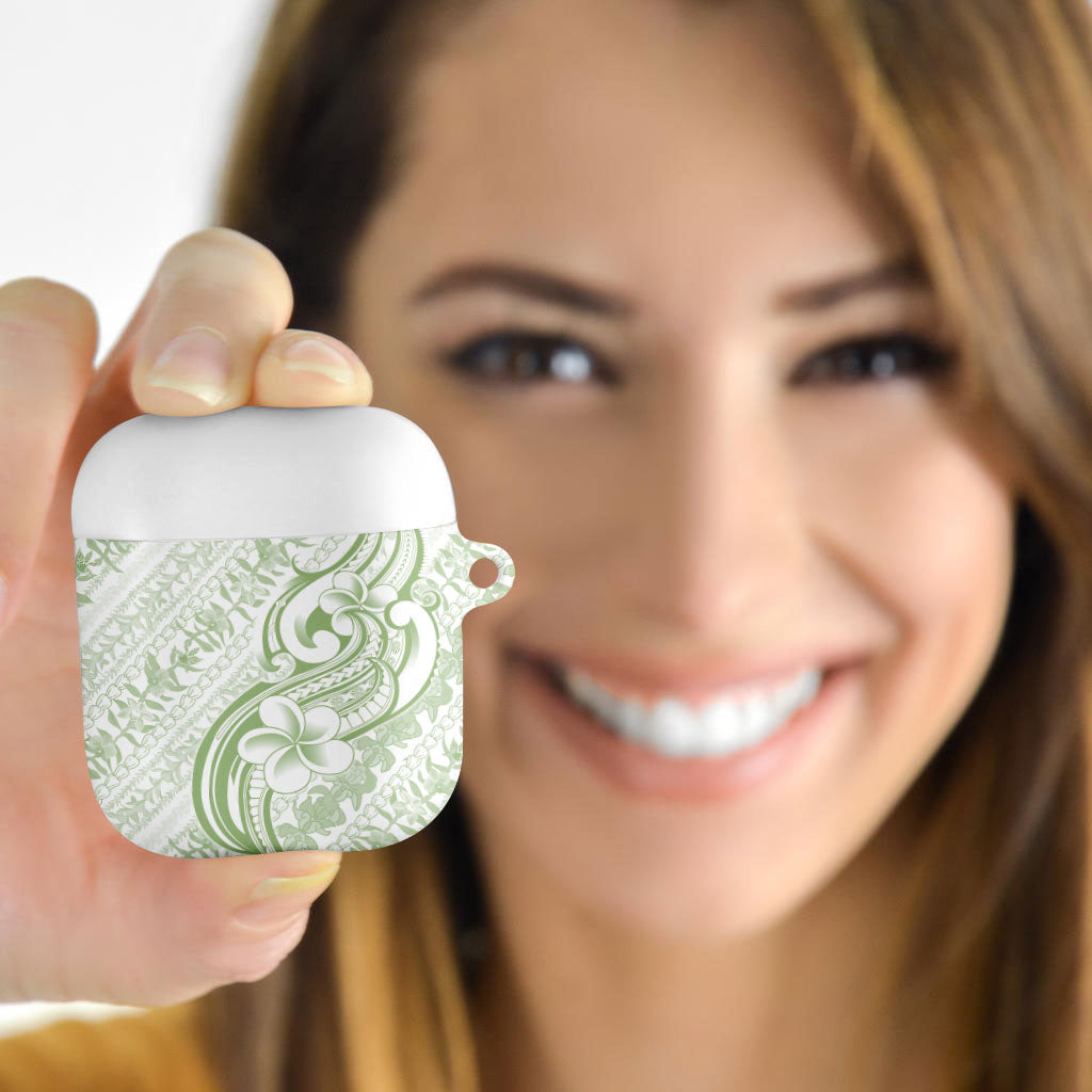 Hawaii Plumeria Lokelani Pikake Lei AirPods Case Oma'oma'o Polynesian Tattoo
