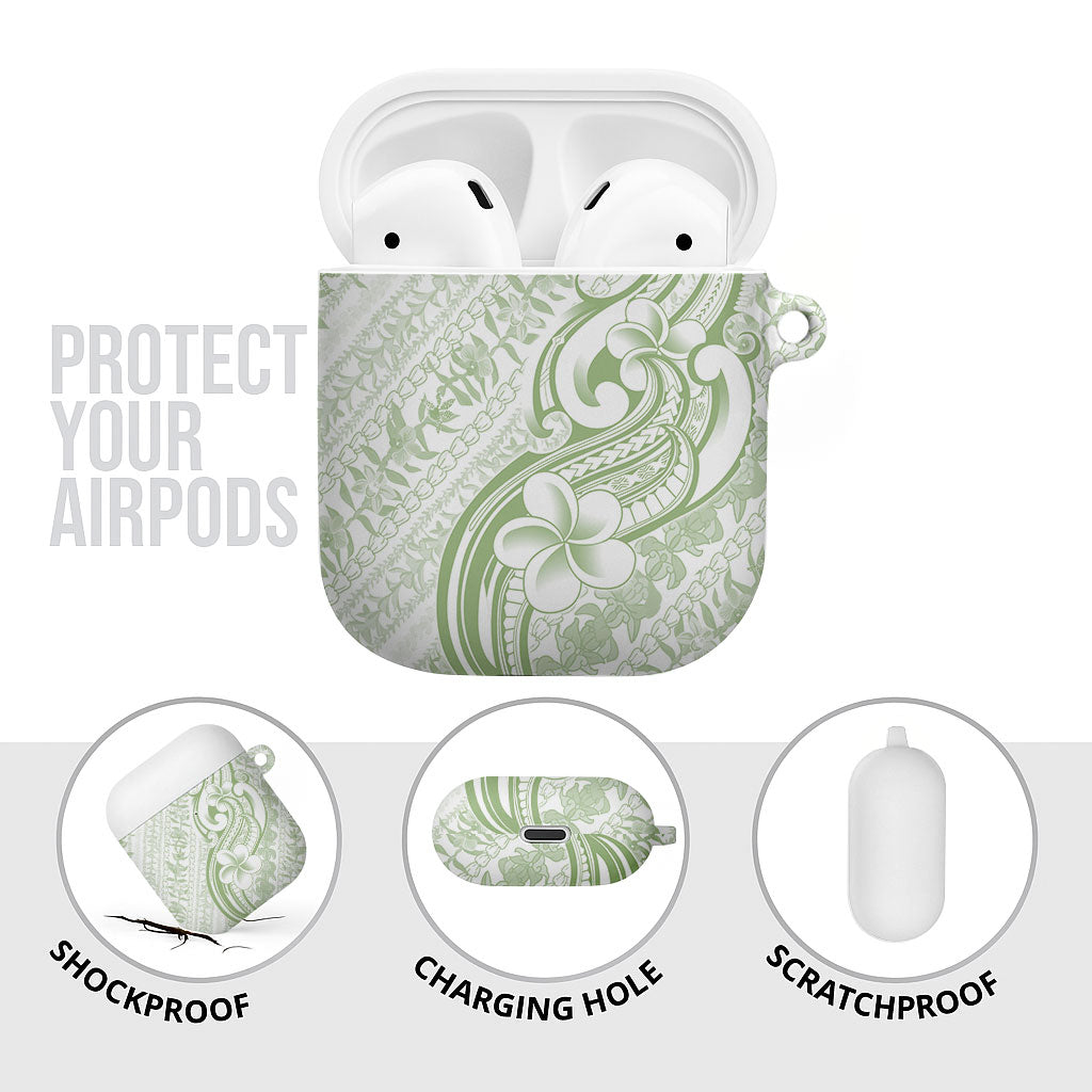 Hawaii Plumeria Lokelani Pikake Lei AirPods Case Oma'oma'o Polynesian Tattoo
