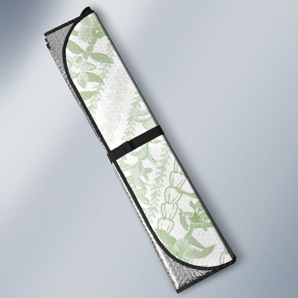 Hawaii Plumeria Lokelani Pikake Lei Auto Sun Shade Oma'oma'o Polynesian Tattoo LT9 - Polynesian Pride