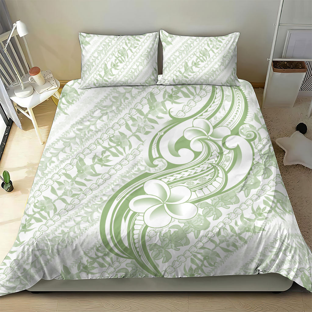 Hawaii Plumeria Lokelani Pikake Lei Bedding Set Oma'oma'o Polynesian Tattoo