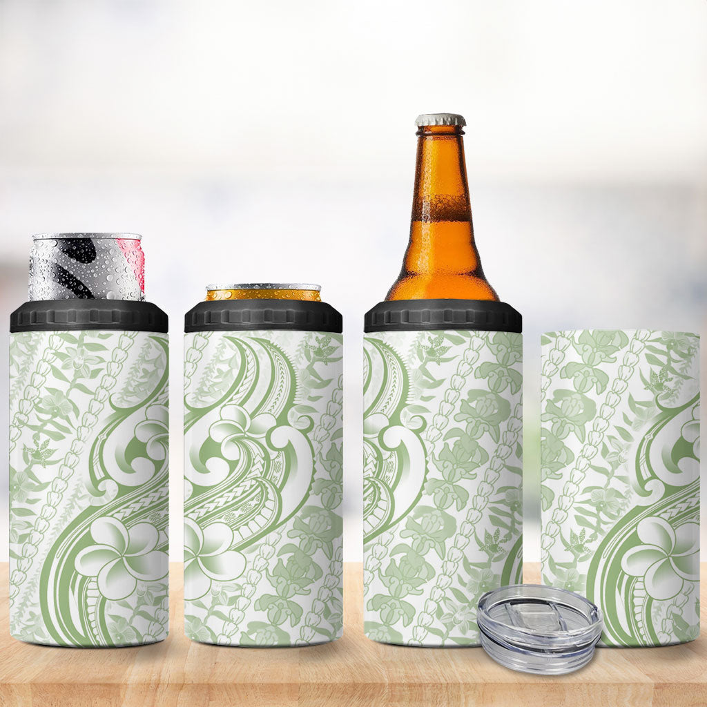 Hawaii Plumeria Lokelani Pikake Lei 4 in 1 Can Cooler Tumbler Oma'oma'o Polynesian Tattoo LT9 - Polynesian Pride