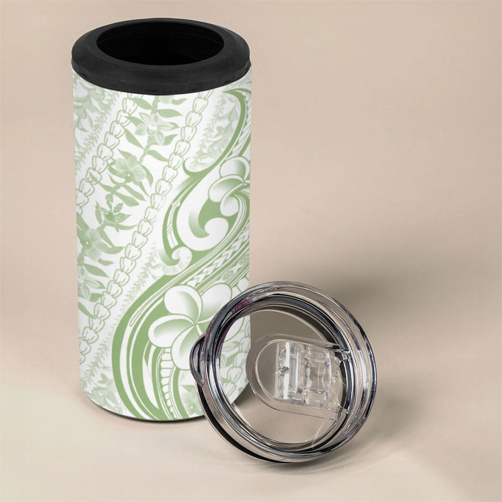 Hawaii Plumeria Lokelani Pikake Lei 4 in 1 Can Cooler Tumbler Oma'oma'o Polynesian Tattoo LT9 - Polynesian Pride