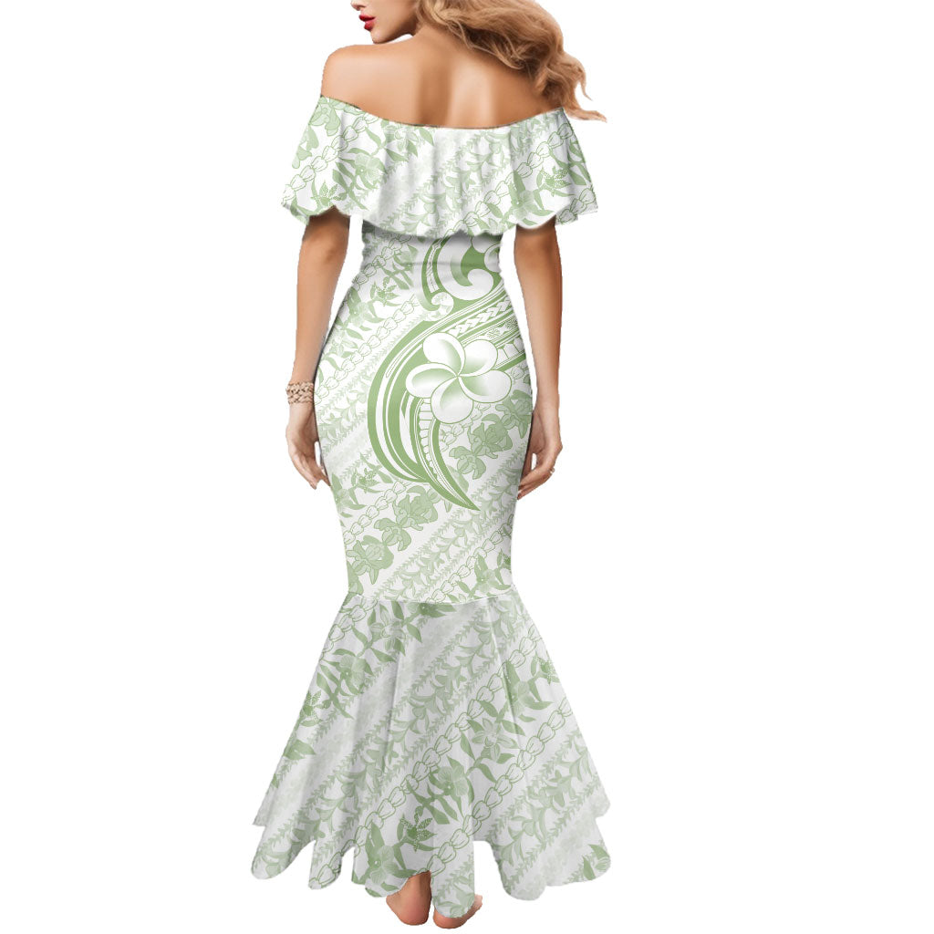 Hawaii Plumeria Lokelani Pikake Lei Family Matching Mermaid Dress and Hawaiian Shirt Oma'oma'o Polynesian Tattoo LT9 - Polynesian Pride