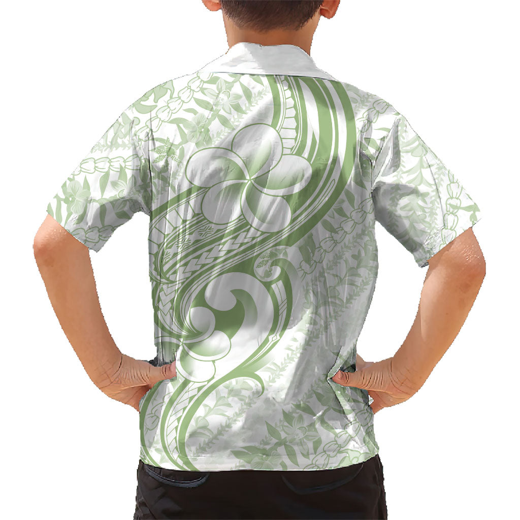 Hawaii Plumeria Lokelani Pikake Lei Family Matching Off The Shoulder Long Sleeve Dress and Hawaiian Shirt Oma'oma'o Polynesian Tattoo LT9 - Polynesian Pride