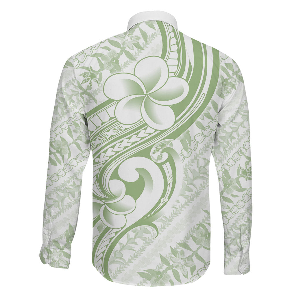 Hawaii Plumeria Lokelani Pikake Lei Family Matching Off The Shoulder Long Sleeve Dress and Hawaiian Shirt Oma'oma'o Polynesian Tattoo LT9 - Polynesian Pride