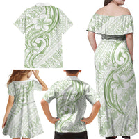 Hawaii Plumeria Lokelani Pikake Lei Family Matching Off Shoulder Maxi Dress and Hawaiian Shirt Oma'oma'o Polynesian Tattoo LT9 - Polynesian Pride