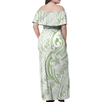 Hawaii Plumeria Lokelani Pikake Lei Family Matching Off Shoulder Maxi Dress and Hawaiian Shirt Oma'oma'o Polynesian Tattoo LT9 - Polynesian Pride