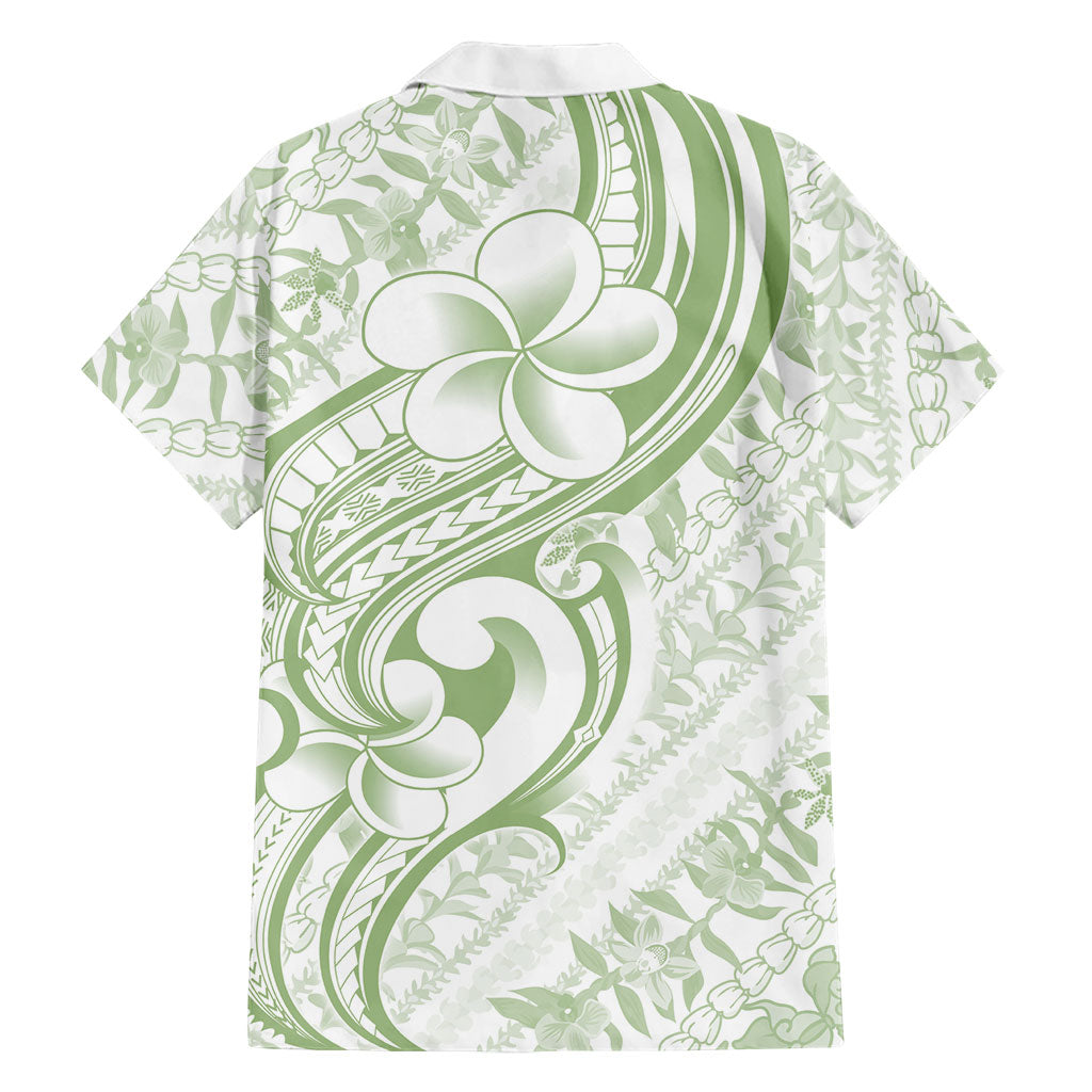Hawaii Plumeria Lokelani Pikake Lei Family Matching Off Shoulder Short Dress and Hawaiian Shirt Oma'oma'o Polynesian Tattoo LT9 - Polynesian Pride
