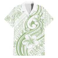 Hawaii Plumeria Lokelani Pikake Lei Family Matching Short Sleeve Bodycon Dress and Hawaiian Shirt Oma'oma'o Polynesian Tattoo LT9 Dad's Shirt - Short Sleeve Green - Polynesian Pride