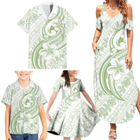 Hawaii Plumeria Lokelani Pikake Lei Family Matching Summer Maxi Dress and Hawaiian Shirt Oma'oma'o Polynesian Tattoo LT9 - Polynesian Pride