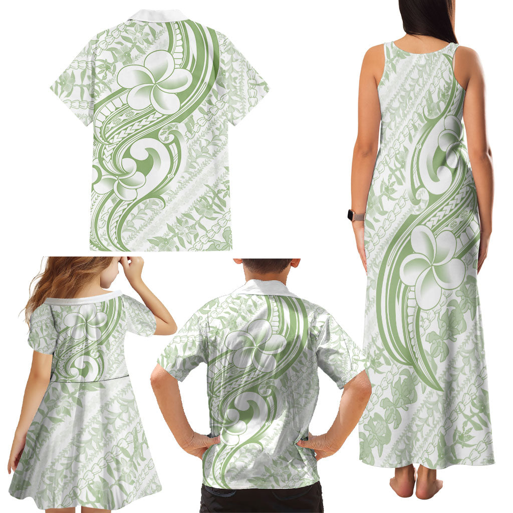 Hawaii Plumeria Lokelani Pikake Lei Family Matching Tank Maxi Dress and Hawaiian Shirt Oma'oma'o Polynesian Tattoo LT9 - Polynesian Pride