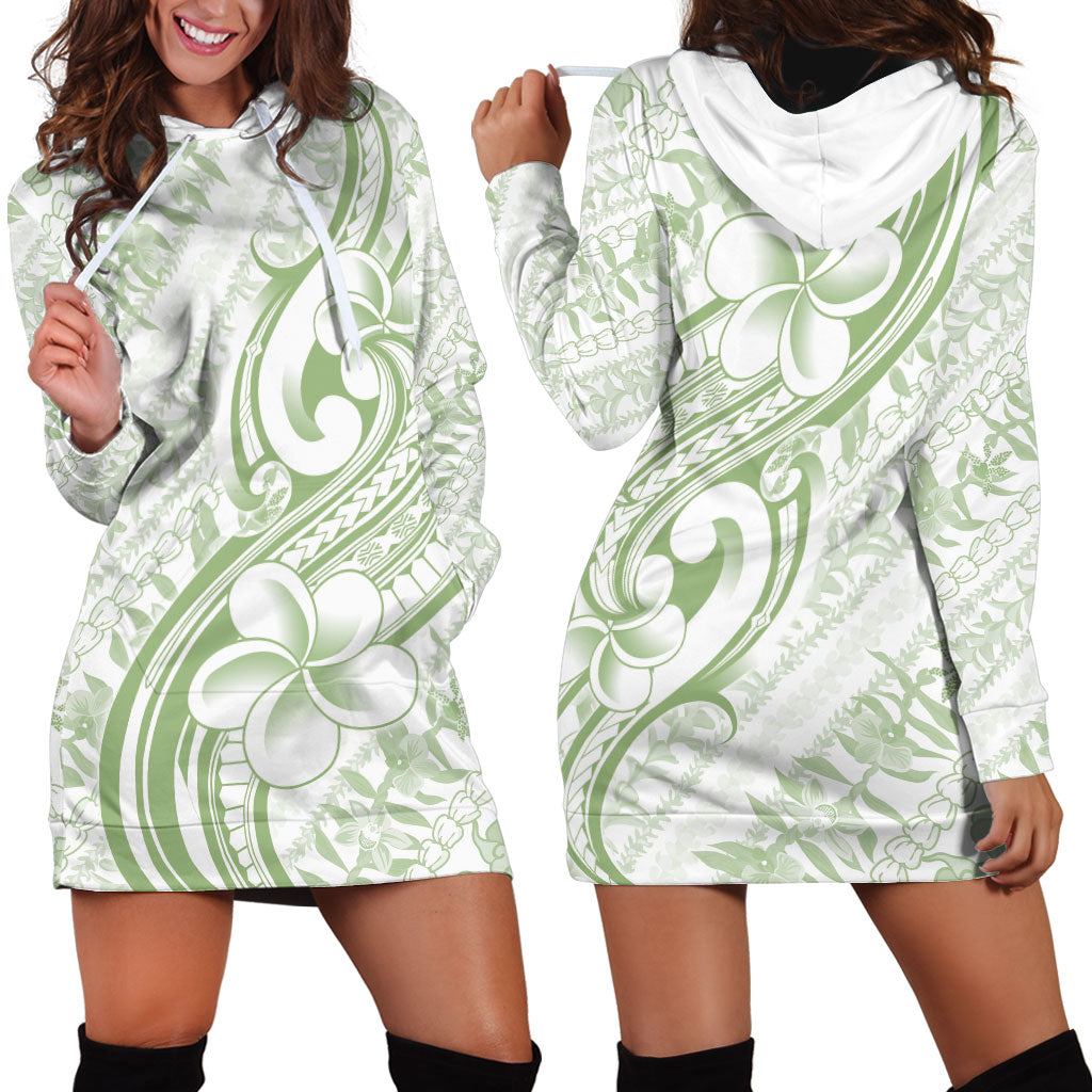 Hawaii Plumeria Lokelani Pikake Lei Hoodie Dress Oma'oma'o Polynesian Tattoo LT9 - Polynesian Pride