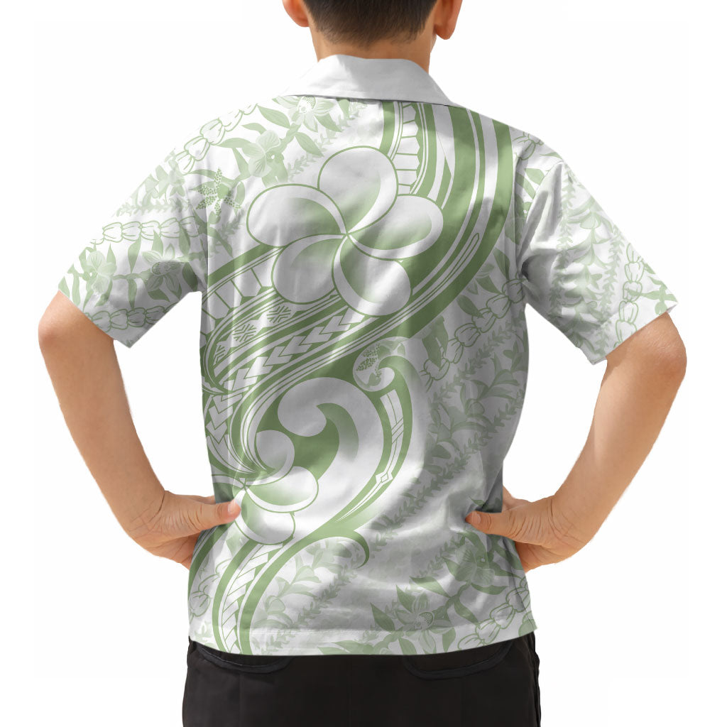 Hawaii Plumeria Lokelani Pikake Lei Kid Hawaiian Shirt Oma'oma'o Polynesian Tattoo LT9 - Polynesian Pride