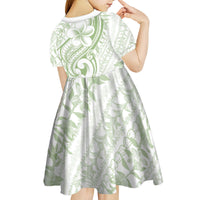 Hawaii Plumeria Lokelani Pikake Lei Kid Short Sleeve Dress Oma'oma'o Polynesian Tattoo LT9 - Polynesian Pride