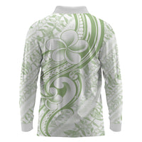 Hawaii Plumeria Lokelani Pikake Lei Long Sleeve Polo Shirt Oma'oma'o Polynesian Tattoo LT9 - Polynesian Pride