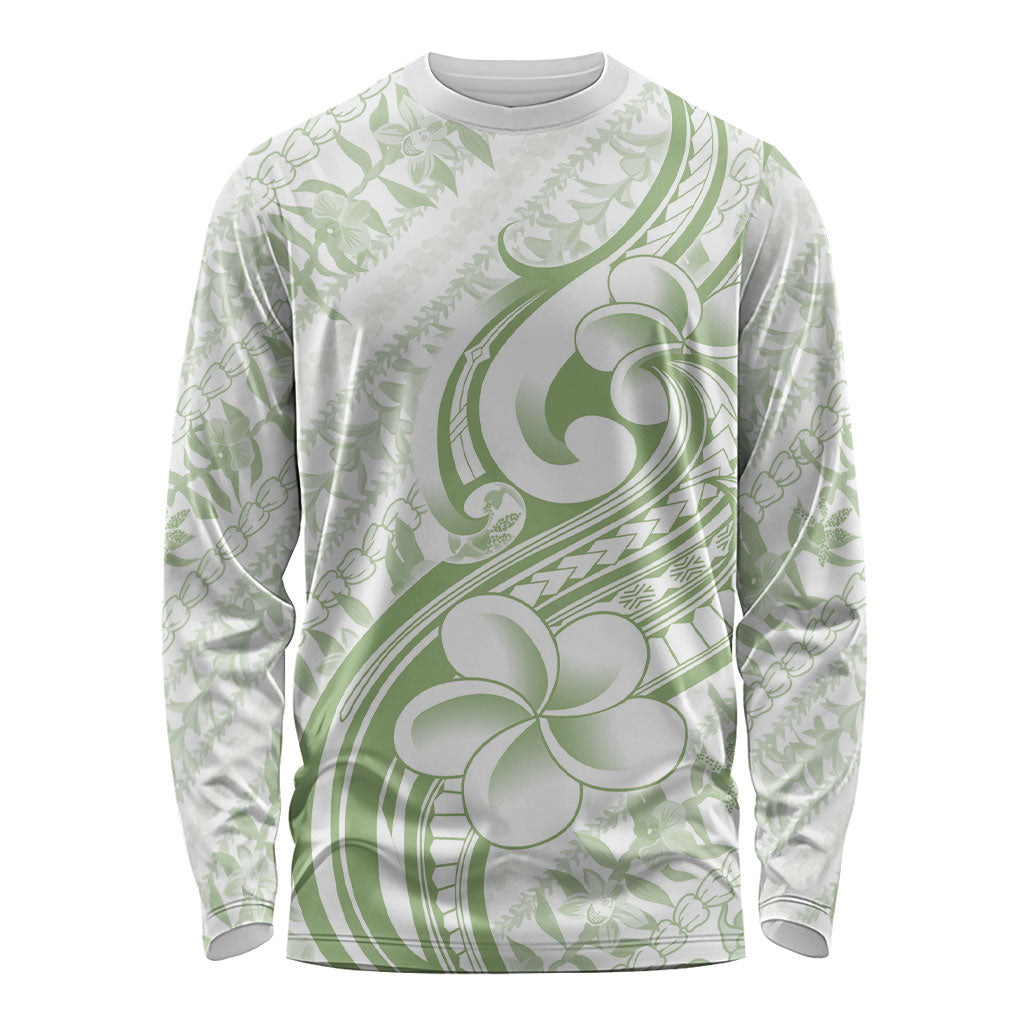 Hawaii Plumeria Lokelani Pikake Lei Long Sleeve Shirt Oma'oma'o Polynesian Tattoo